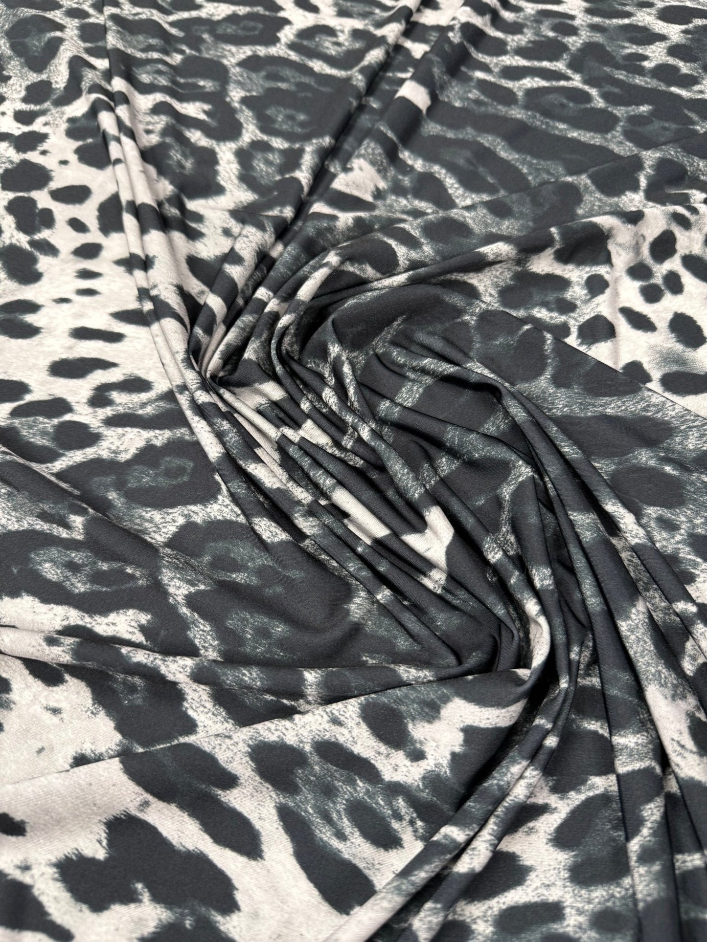 Black Leopard Fabric – Monochrome Animal Print by the Metre