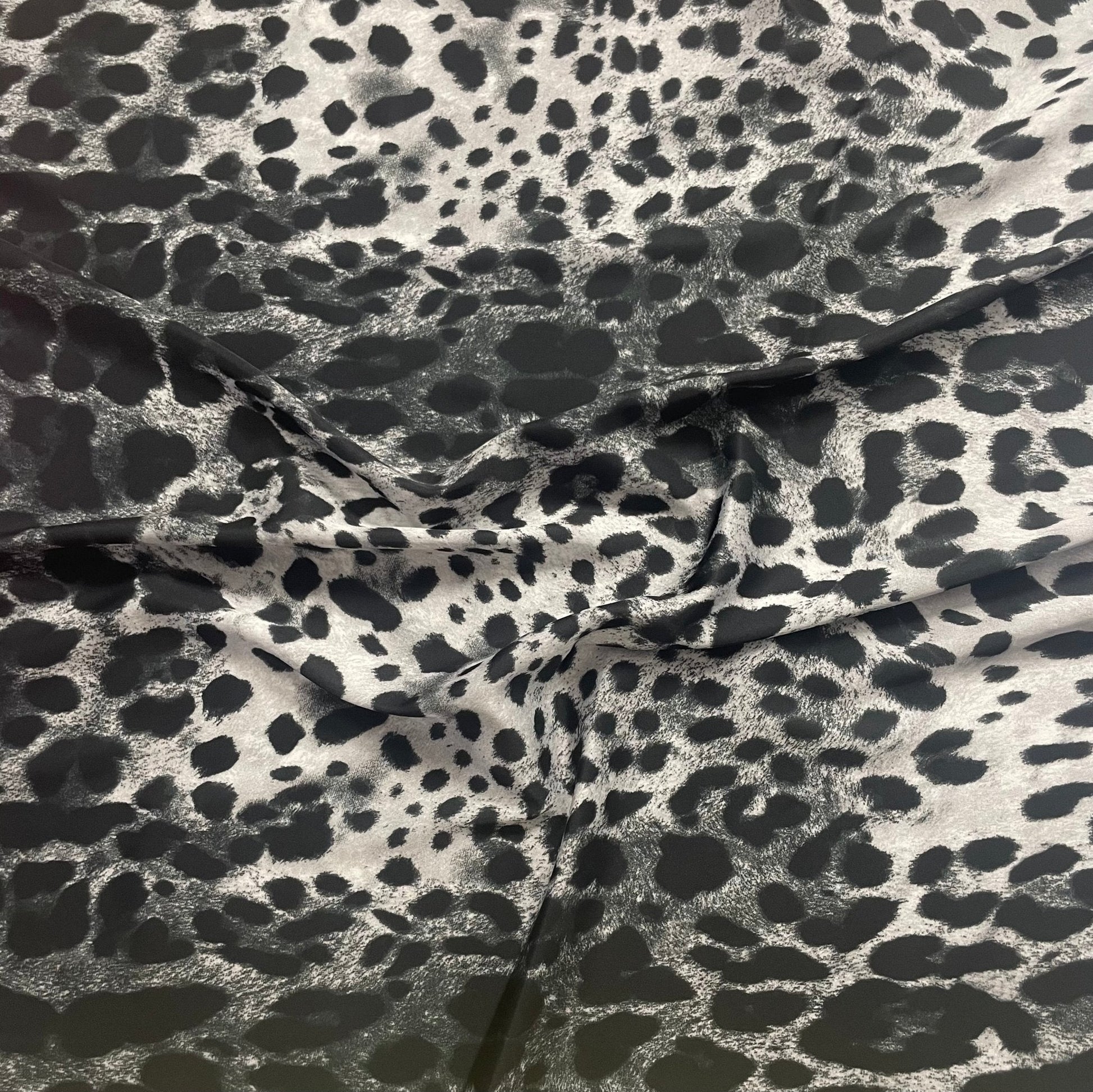 Black Leopard Fabric – Monochrome Animal Print by the Metre