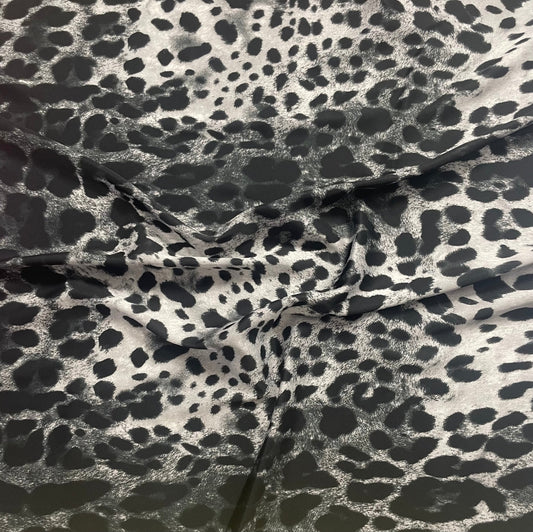 Black Leopard Fabric – Monochrome Animal Print by the Metre