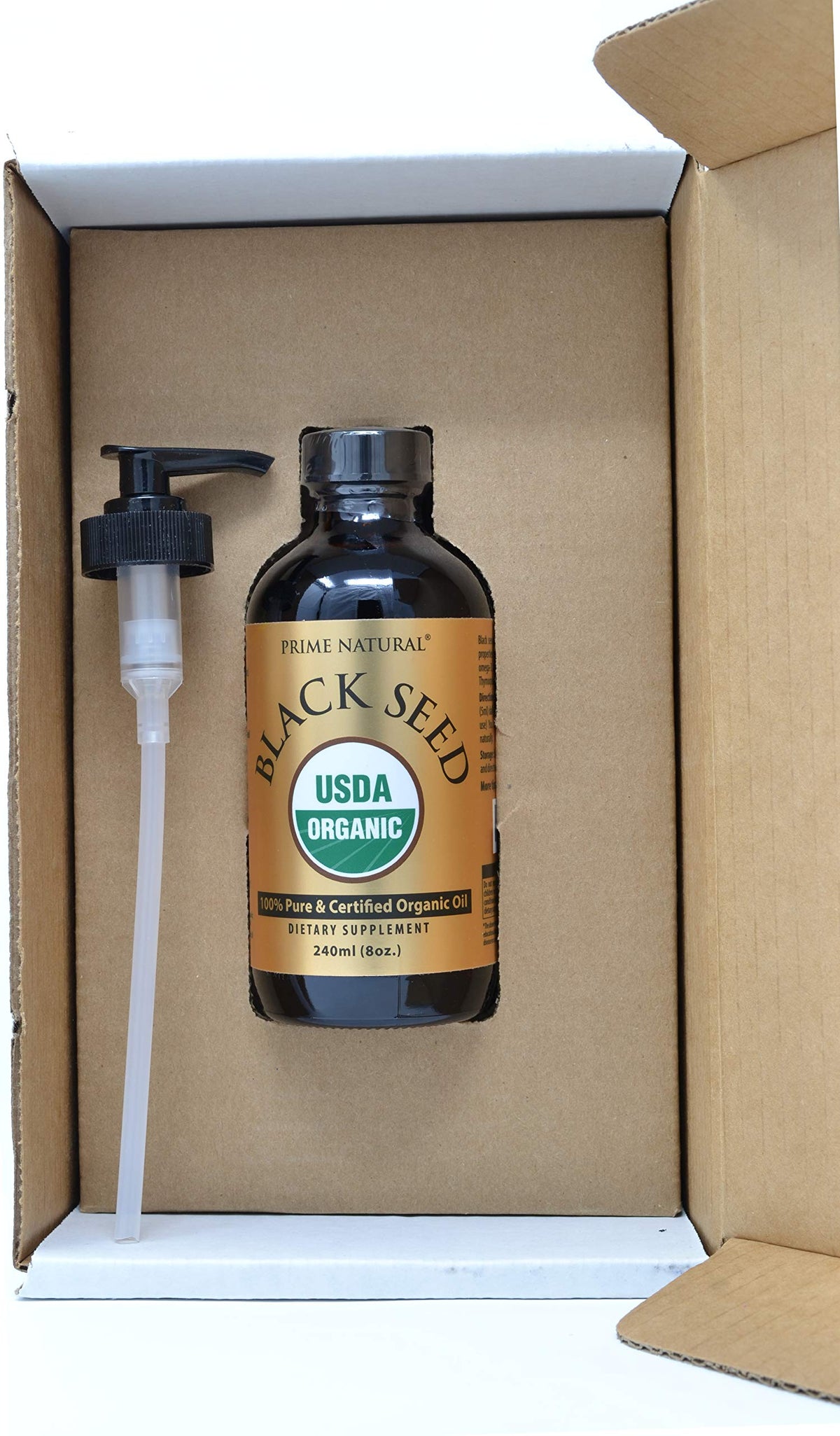 Prime Natural Organic Black Seed Oil 8oz — Cold Pressed, 1.7% Thymoquinone | USDA Organic, Turkish Nigella Sativa