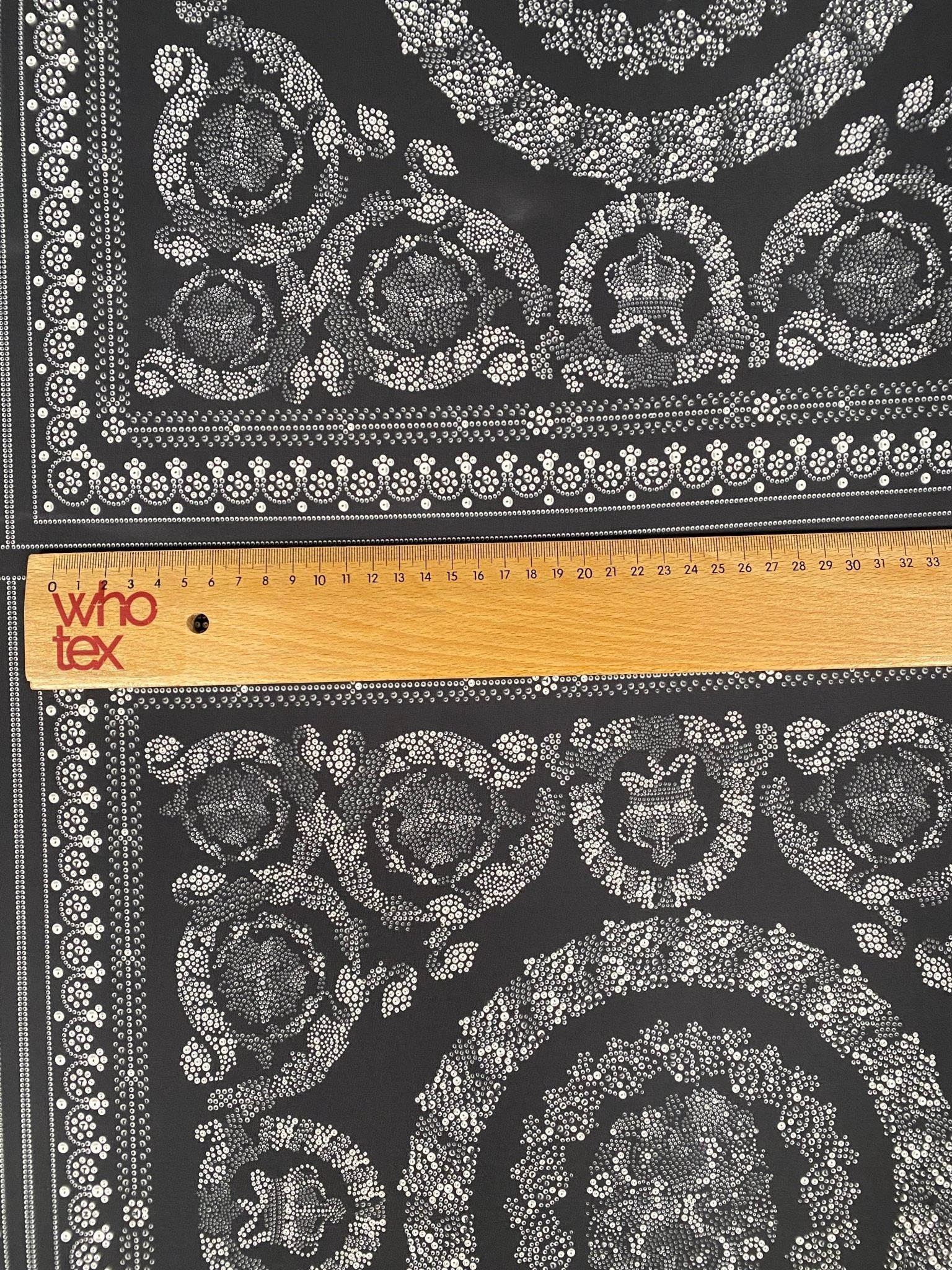 Black & Silver Baroque Crepe Fabric by the Metre – Luxury