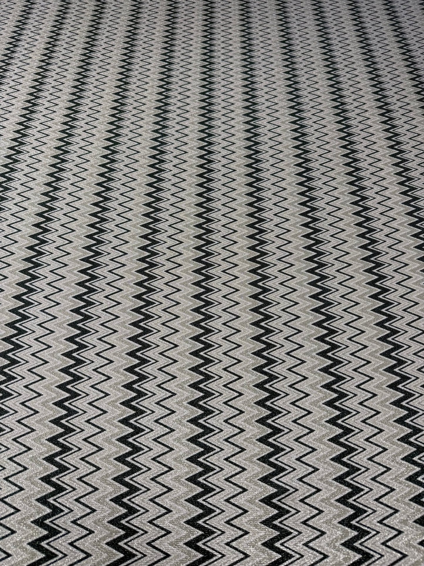 Black Silver Zigzag Lurex Fabric by the Metre