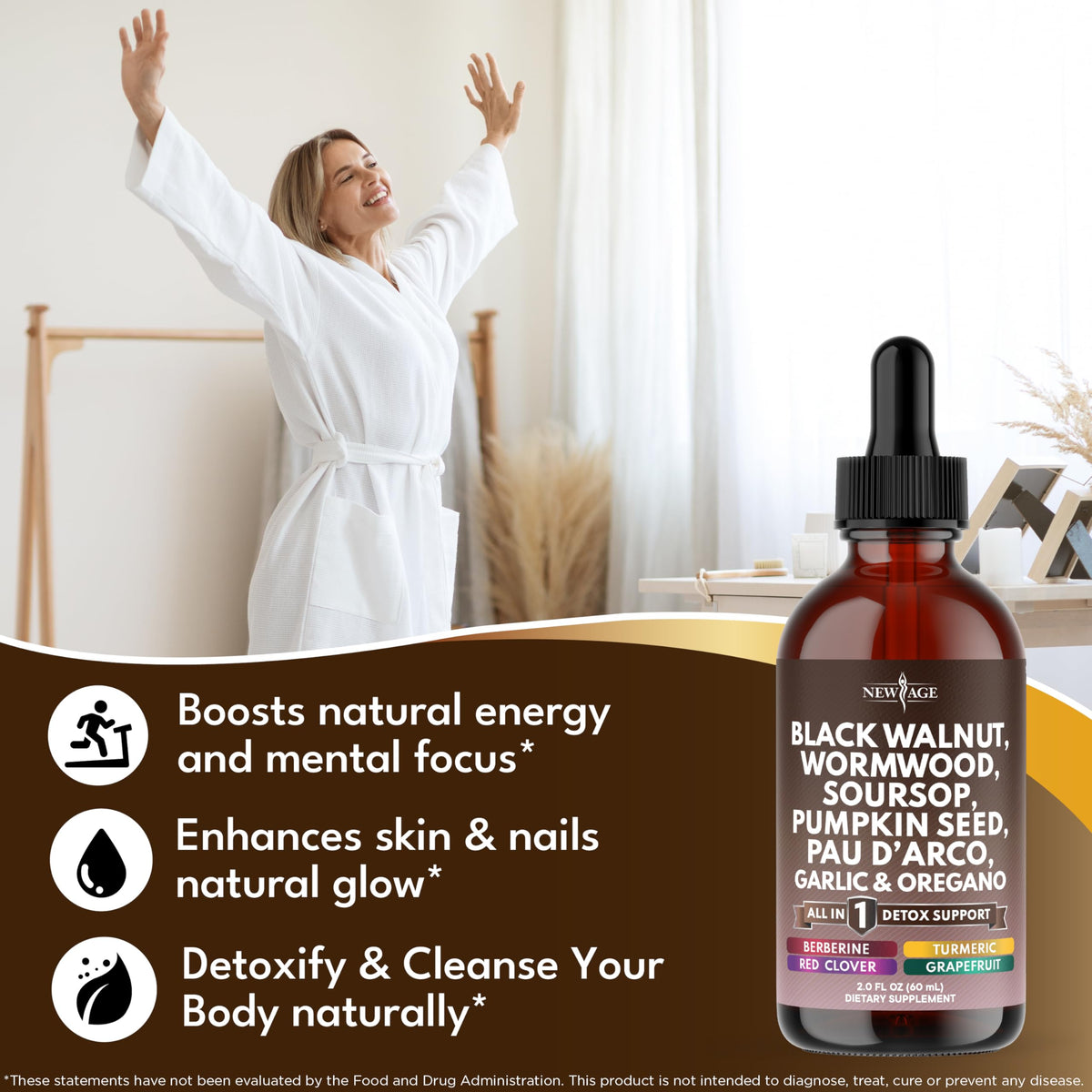 Black Walnut Wormwood Cleanse Drops - 4oz Liquid Tincture with Soursop & Herbs