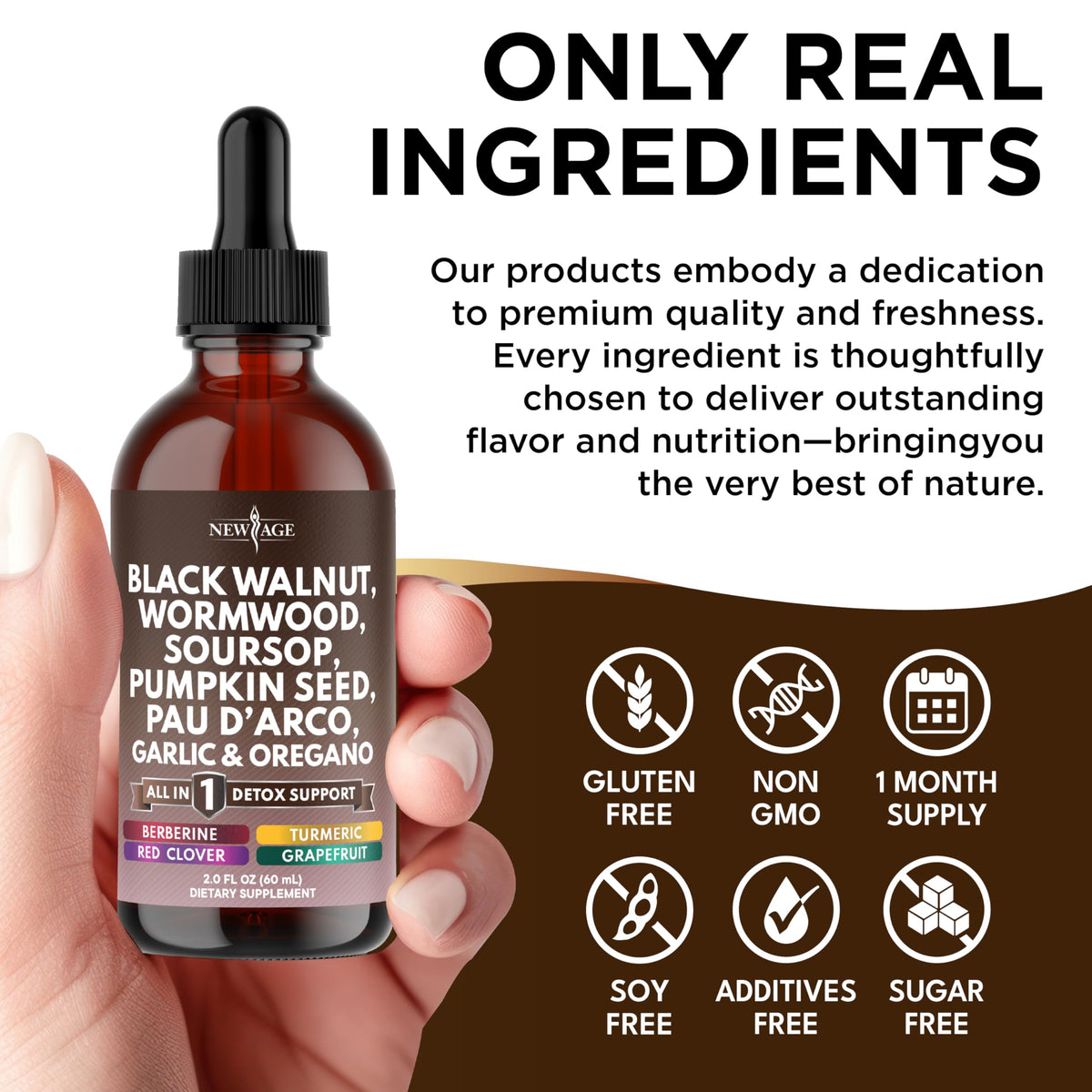 Black Walnut Wormwood Cleanse Drops - 4oz Liquid Tincture with Soursop & Herbs