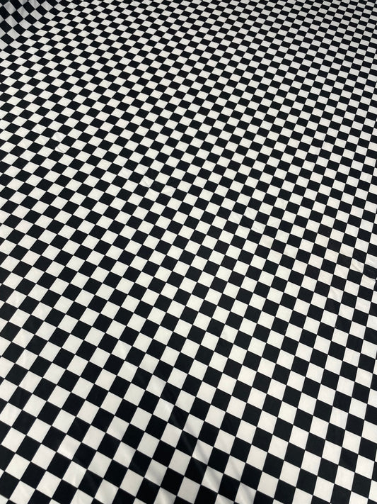 Black White Checkerboard Fabric by the Metre