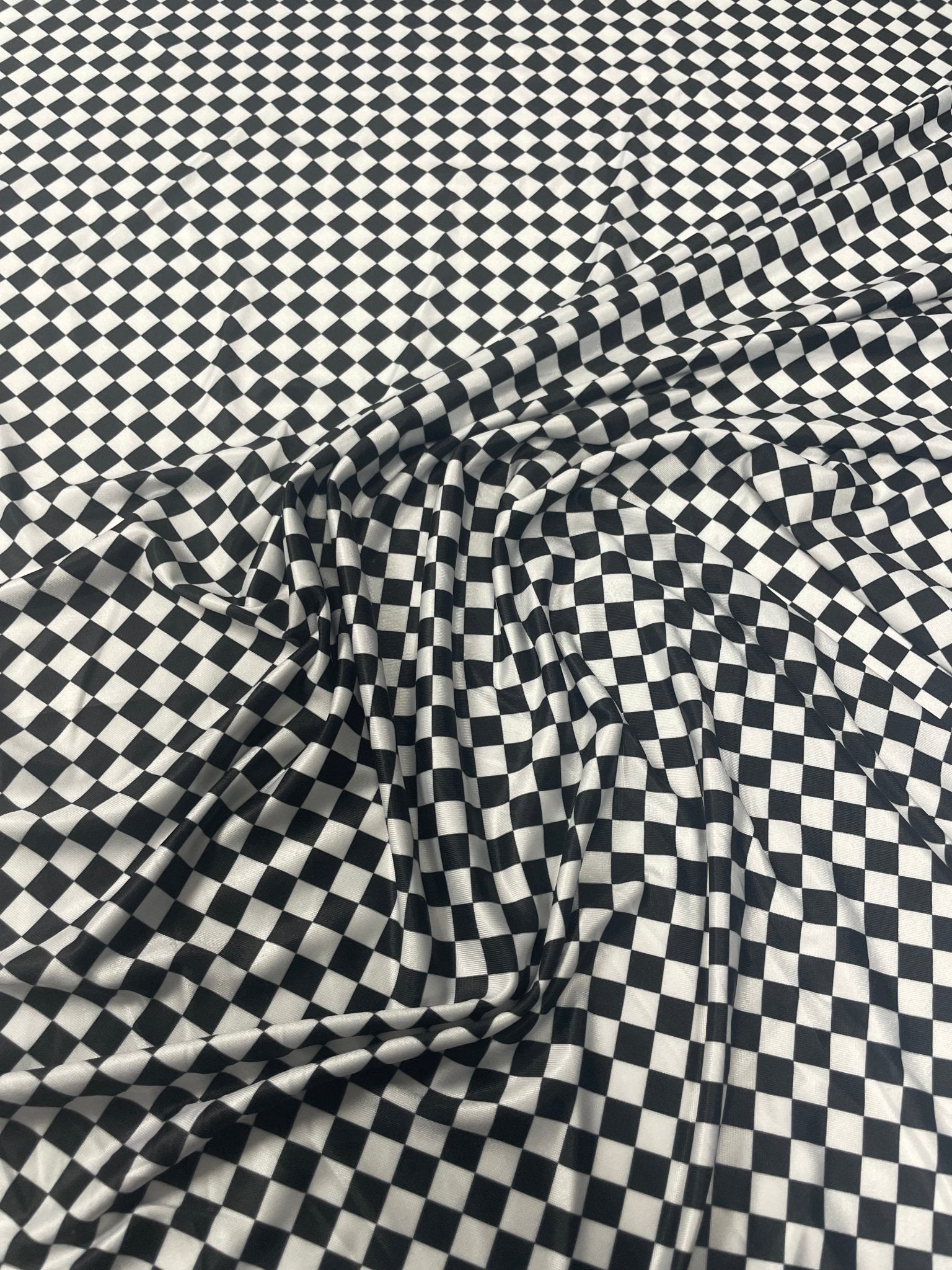Black & White Checkered Spandex Fabric by the Metre