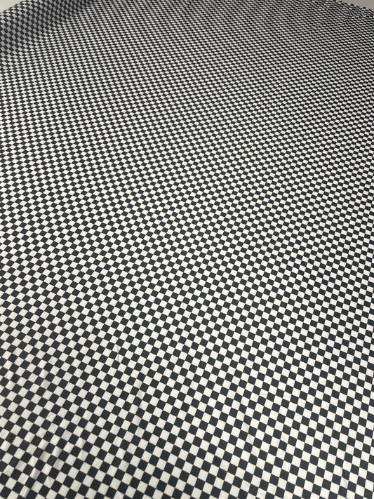 Black & White Checkered Spandex Fabric by the Metre