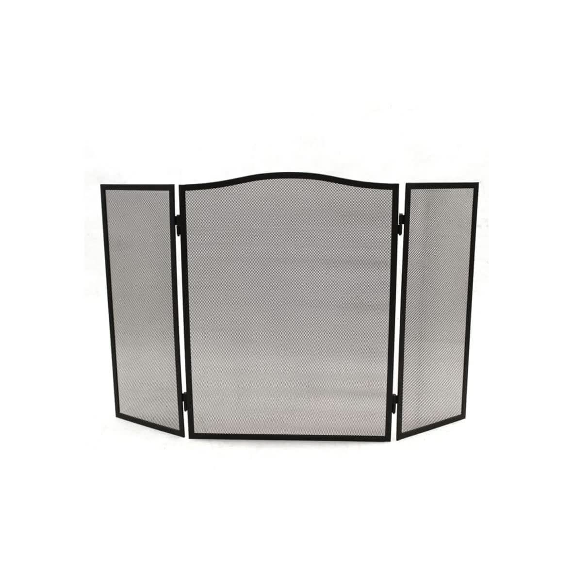 3 Panel Black Foldable Steel Fire Screen Guard 94 x 59cm