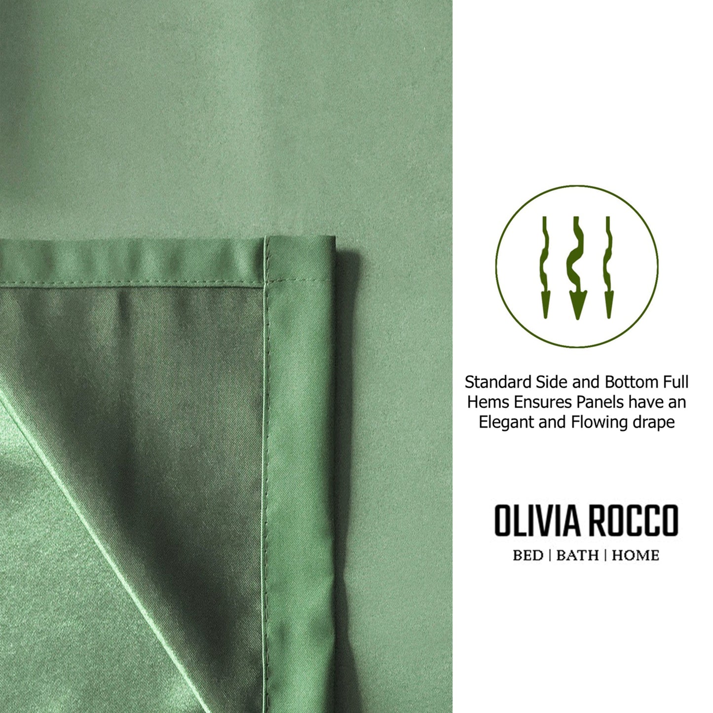 Blackout Sage Green Eyelet Curtains Thermal Ring Top Window Treatment for Living Room & Bedroom by OLIVIA ROCCO