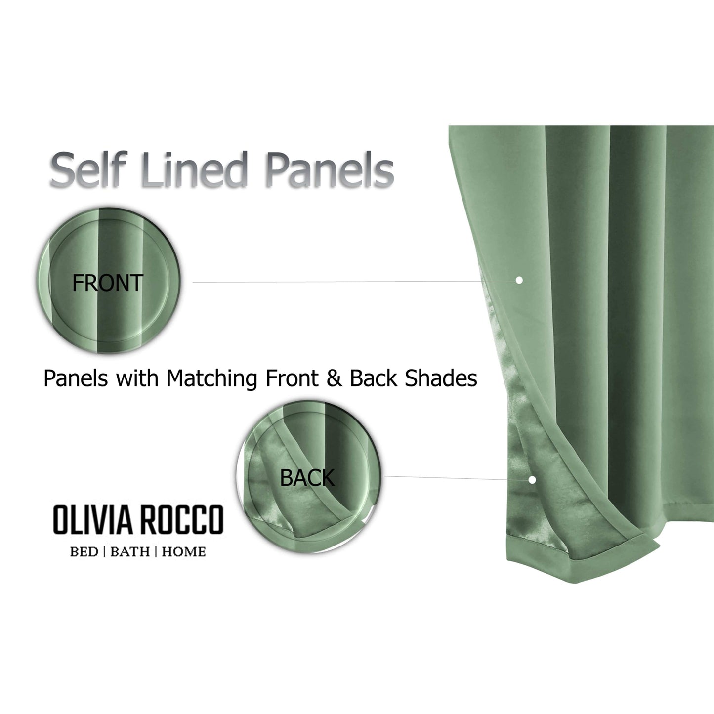 Blackout Sage Green Eyelet Curtains Thermal Ring Top Window Treatment for Living Room & Bedroom by OLIVIA ROCCO