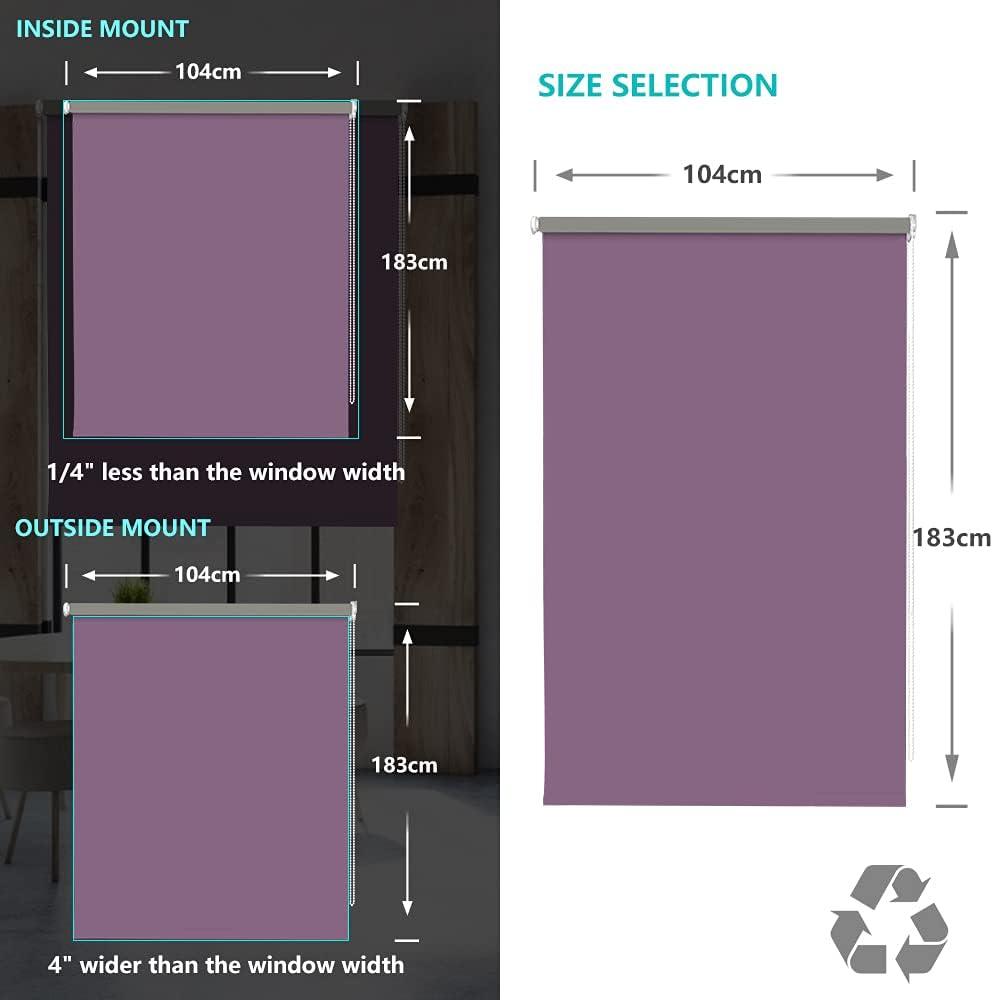 Blackout Waterproof Roller Blind Thermal UV Protection 104x183cm LUCKUP