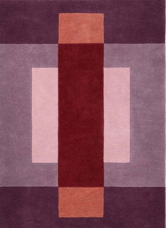 Hand-Carved Wool Geometric Rug – Multicolour