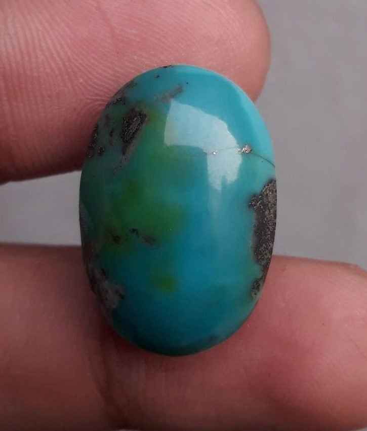 25.05ct Morenci Turquoise - Natural Turquoise  - Blue Green Turquoise - Shajri Feroza - 24x16mm
