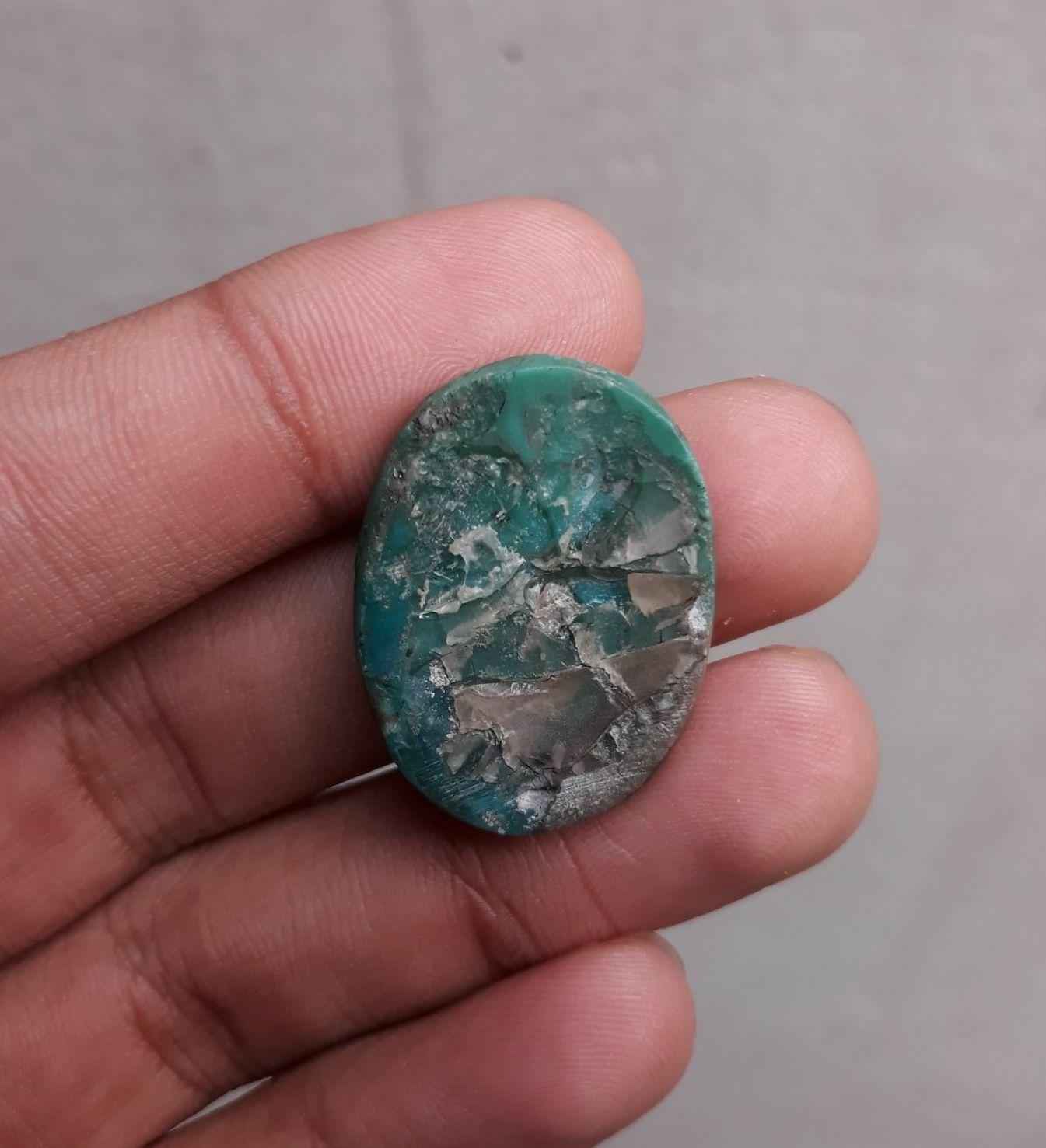 25ct Morenci Turquoise - Natural Turquoise  - Blue Green Matrix Turquoise - 29x21mm