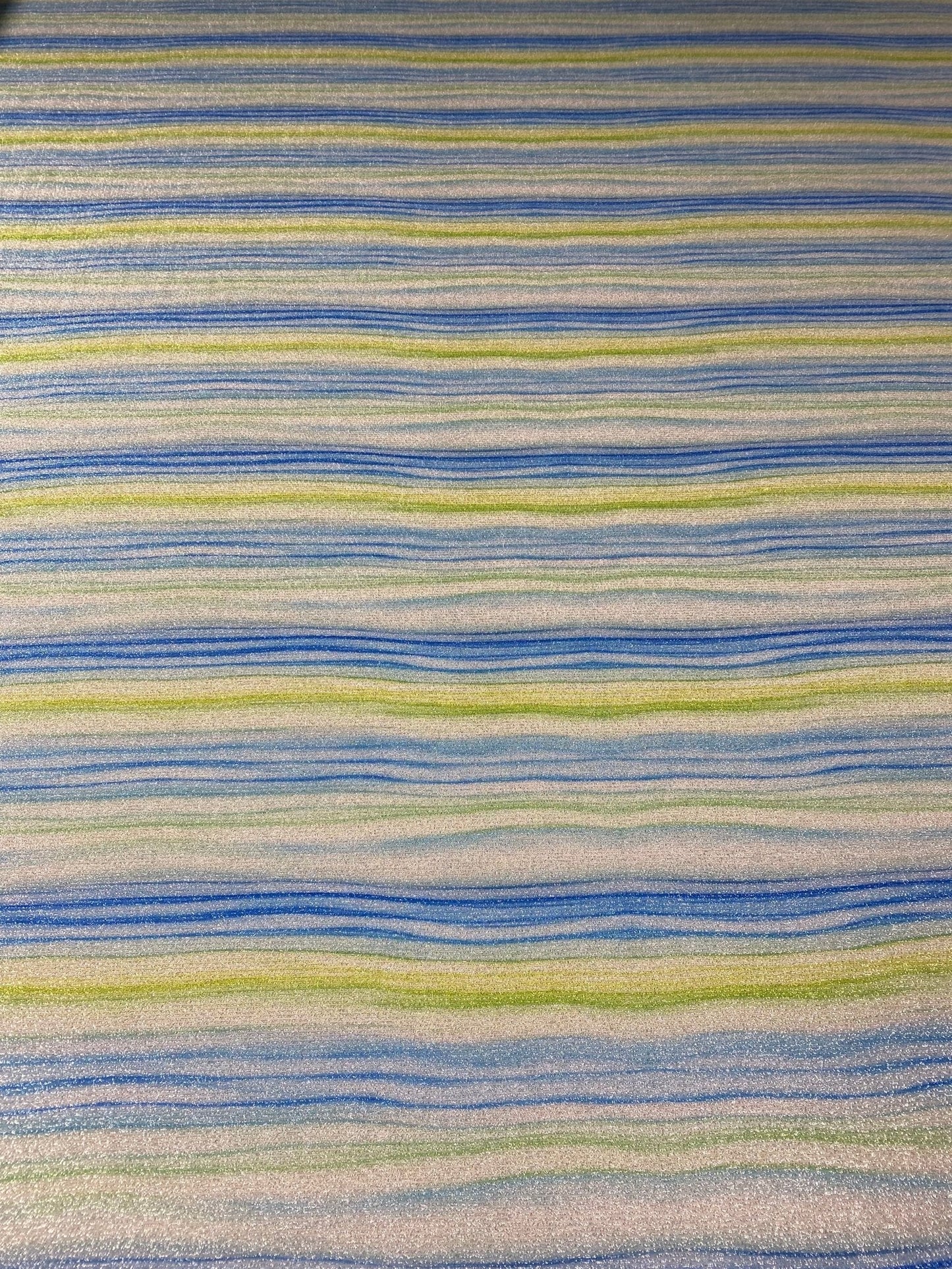 Blue Green Striped Lurex Fabric with Shimmer by the Metre