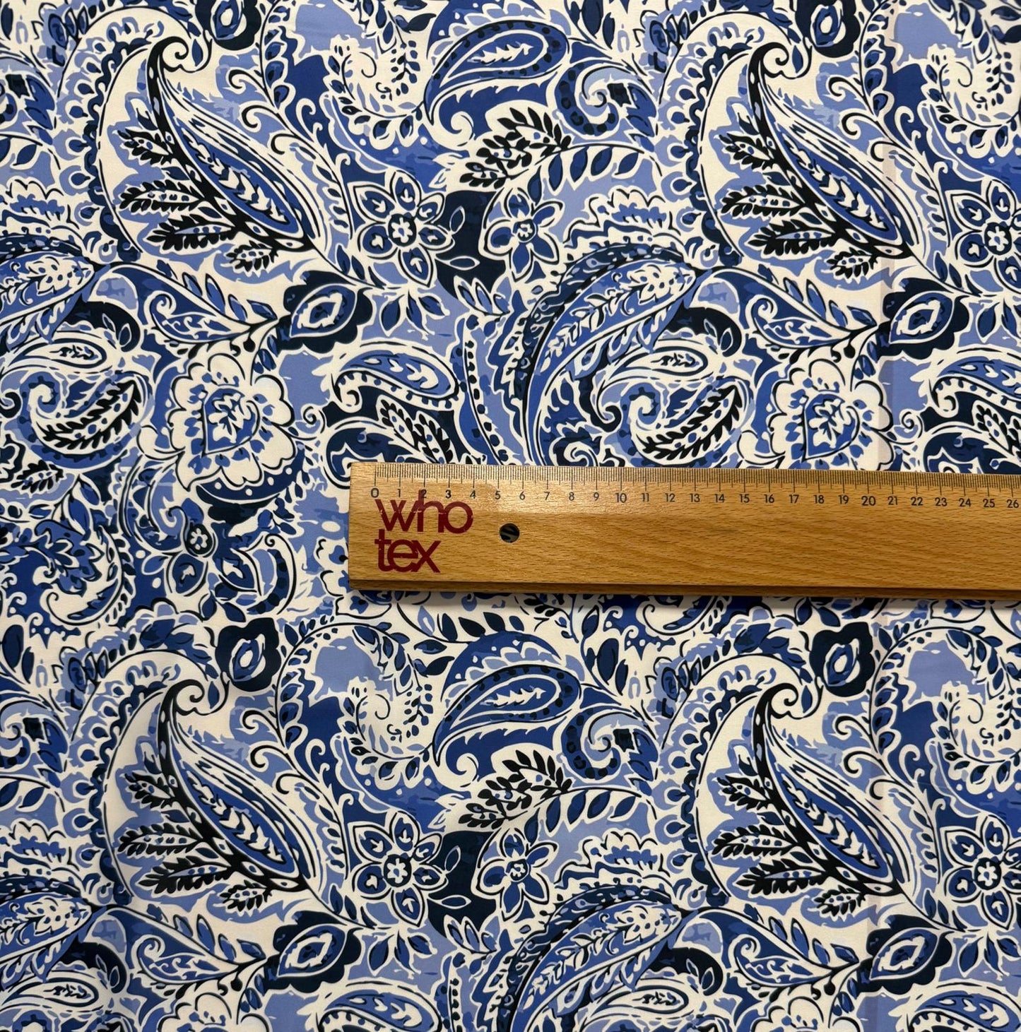 Blue & Navy Paisley Fabric by the Metre – Soft & Elegant
