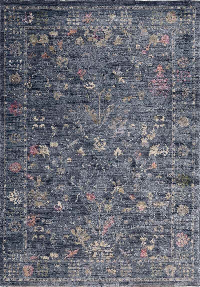 Traditional Floral Vintage Rug – Grey, Blue & Beige Elegance