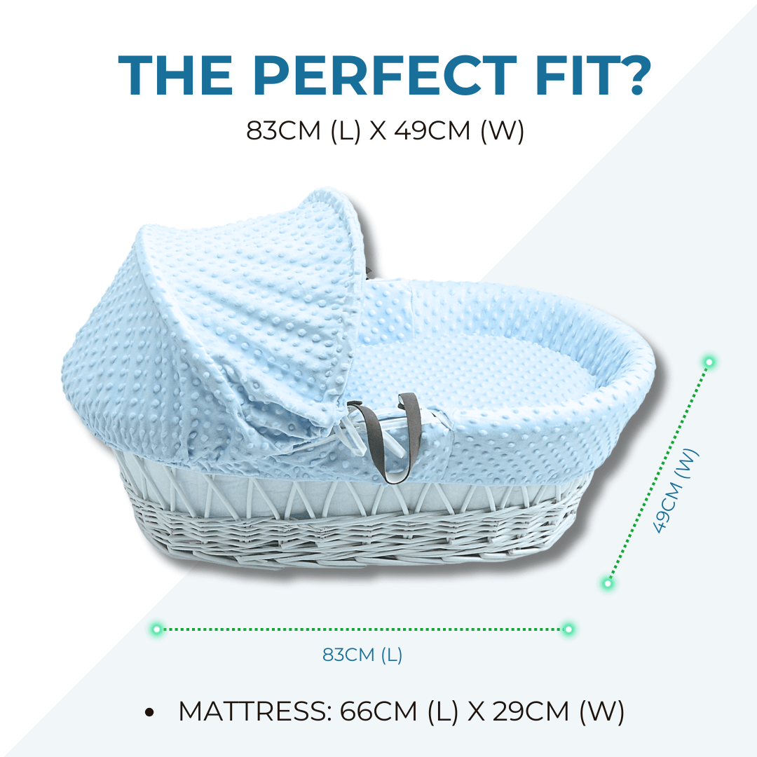 White Waffle White Wicker Baby Moses Basket With Stand
