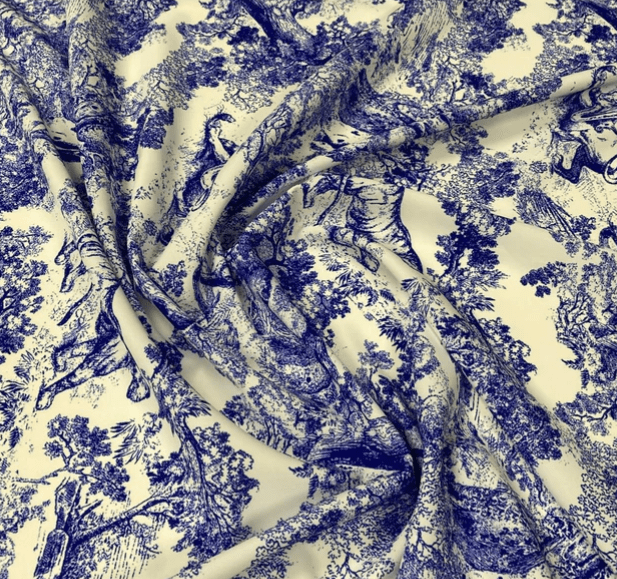 Blue Wild Forest Pattern Fabric by Metre