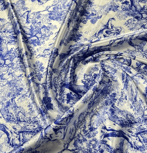 Blue Wild Forest Pattern Fabric by Metre