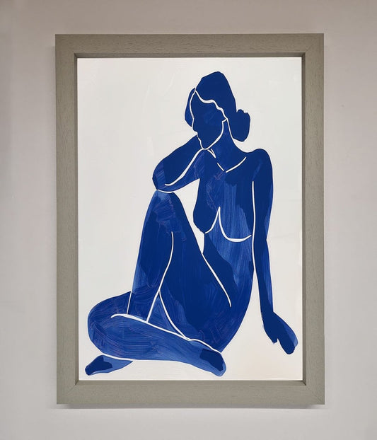 Blue Woman Pose Matisse Style Framed Print