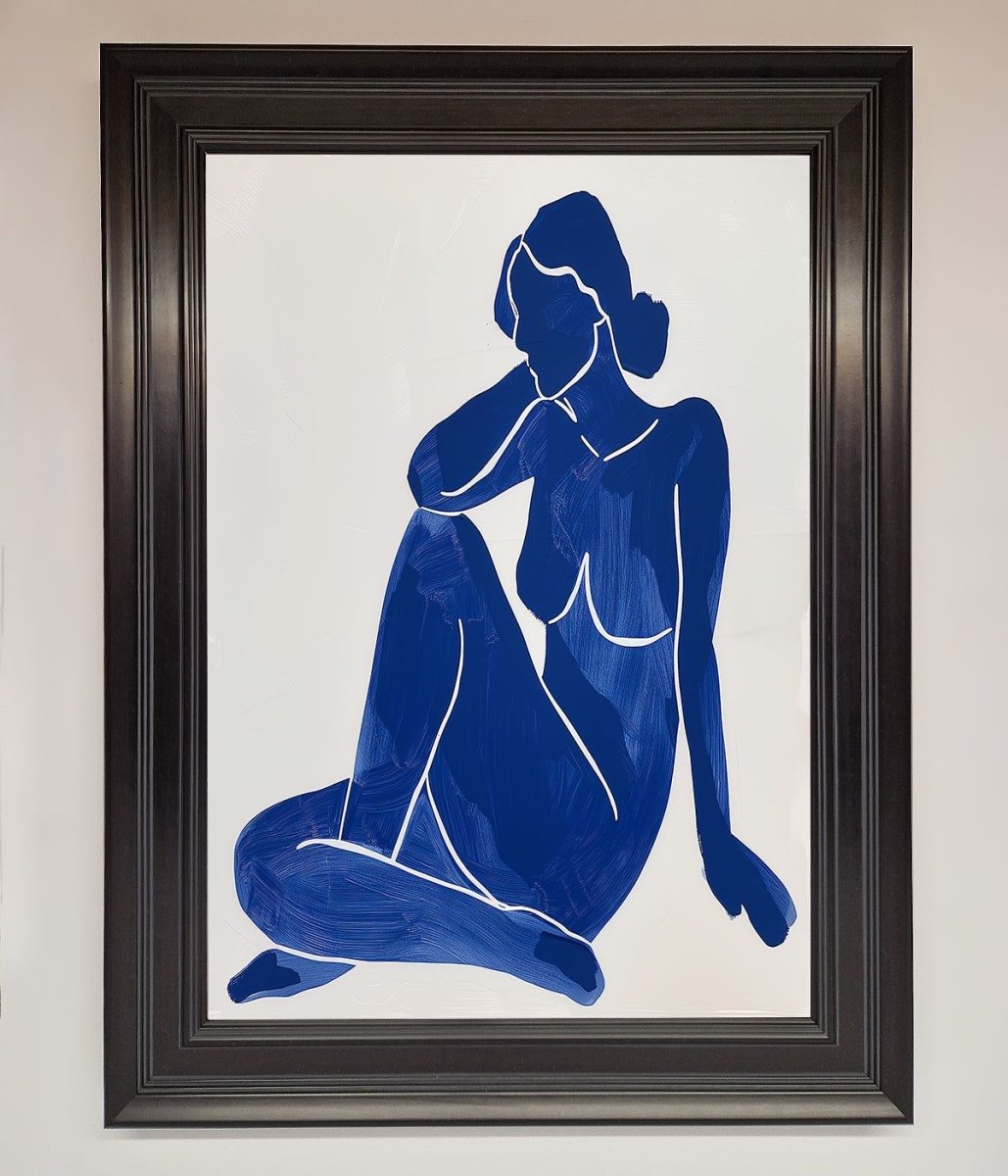 Blue Woman Pose Matisse Style Framed Print
