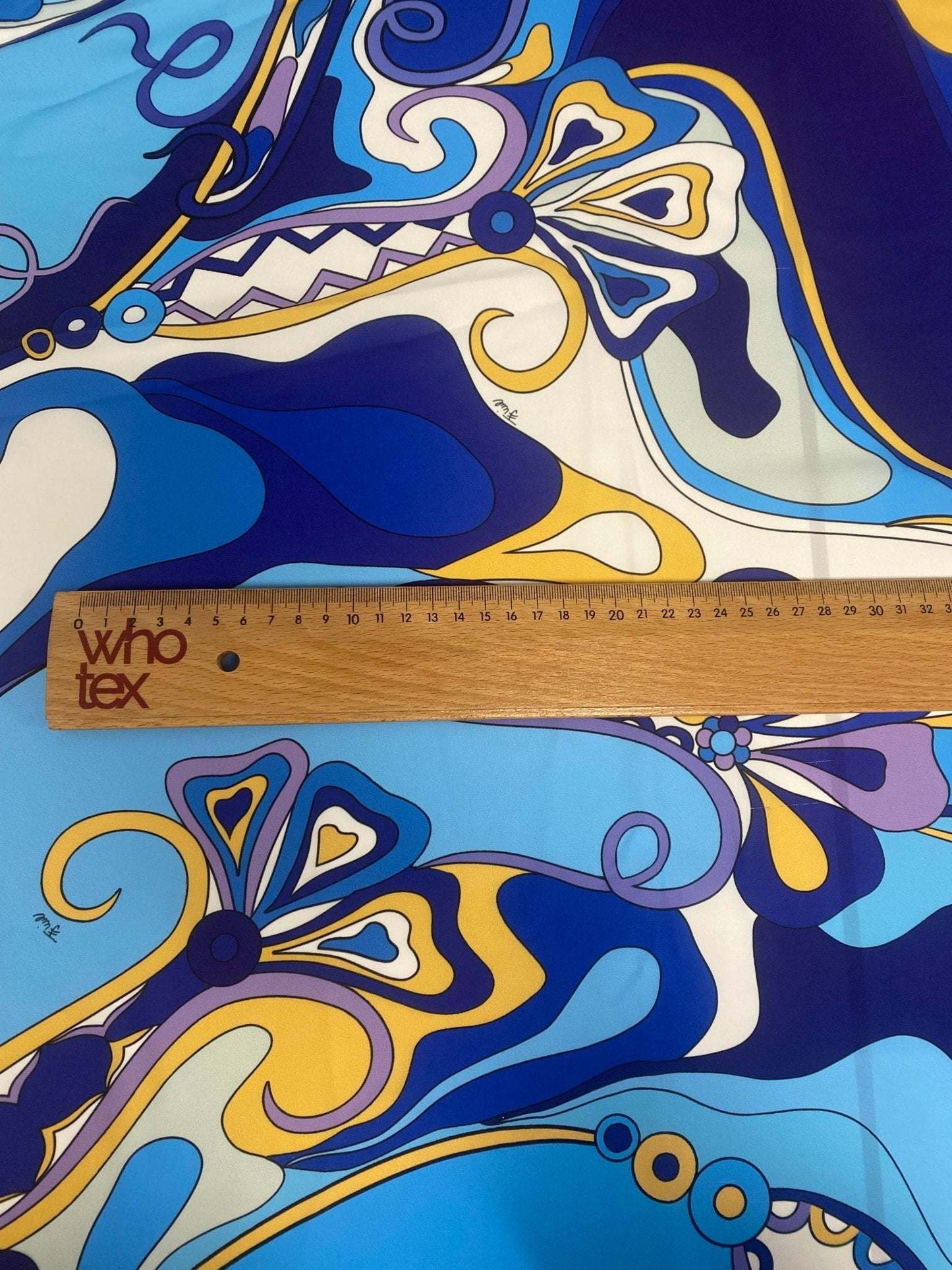 Blue Yellow Print Fabric Sold by Metre