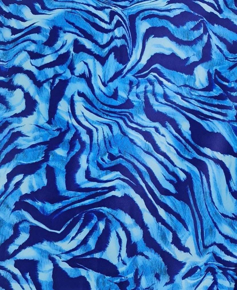 Blue Zebra Print Fabric By Metre