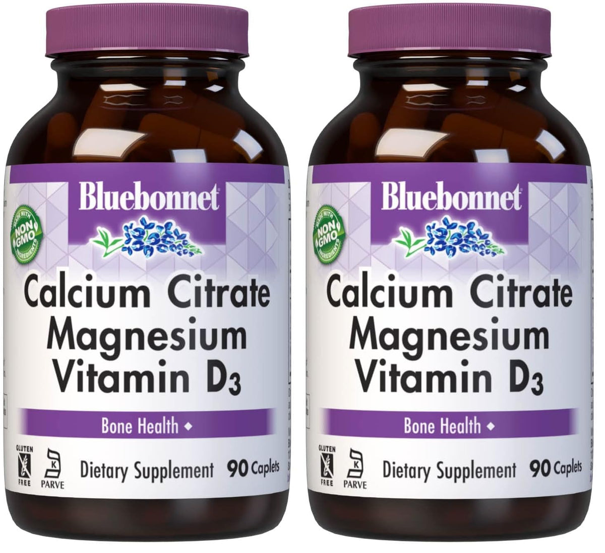 Bluebonnet Calcium Citrate Magnesium Plus Vitamin D3 Caplets – 90 Count Pack of 2