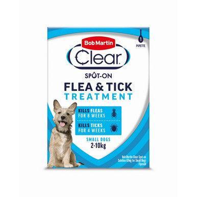 Bob Martin Clear Spot On Flea and Tick Treatment Small Dog (2-10kg) 1 pipette - Case of 10