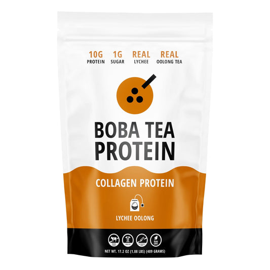 Boba Tea Protein Lychee Oolong Collagen | 30 Servings | Grass-Fed Hydrolyzed Bovine Collagen Powder