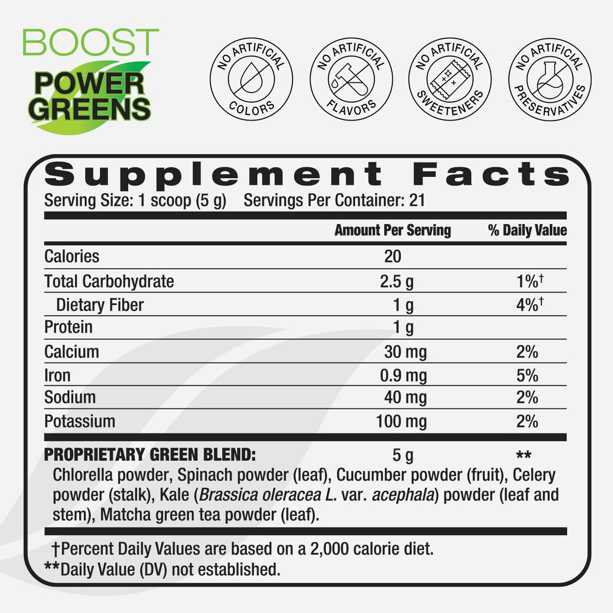 BODi Power Greens Boost - Green Superfood Powder for Women & Men (21 Servings)