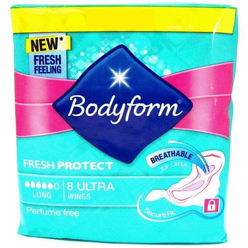 Bodyform Long Towel with Wings, New Cour-V Adaptive Technology 8 pcs (Case of 4)
