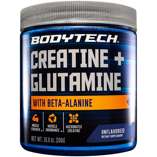 BODYTECH Creatine + Glutamine with Beta-Alanine – Advanced Performance Formula (10.8 oz, 30 Servings) | Strength, Endurance & Recovery