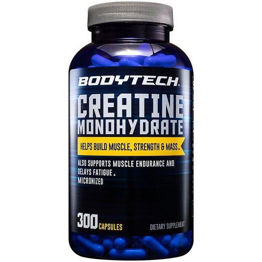 BODYTECH Creatine Monohydrate Capsules - Micronized for Maximum Absorption | Build Strength & Endurance