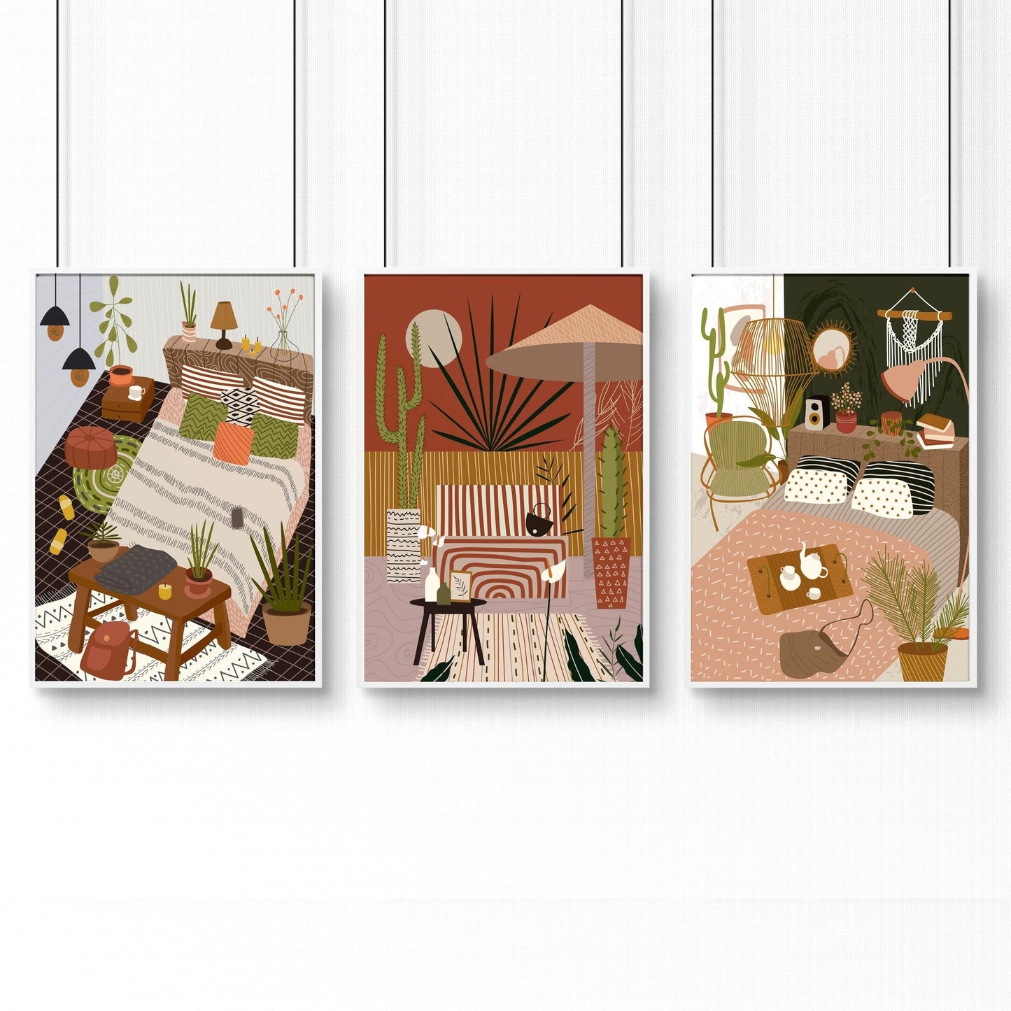 Wall art for the bedroom | set of 3 Bohemian wall art prints