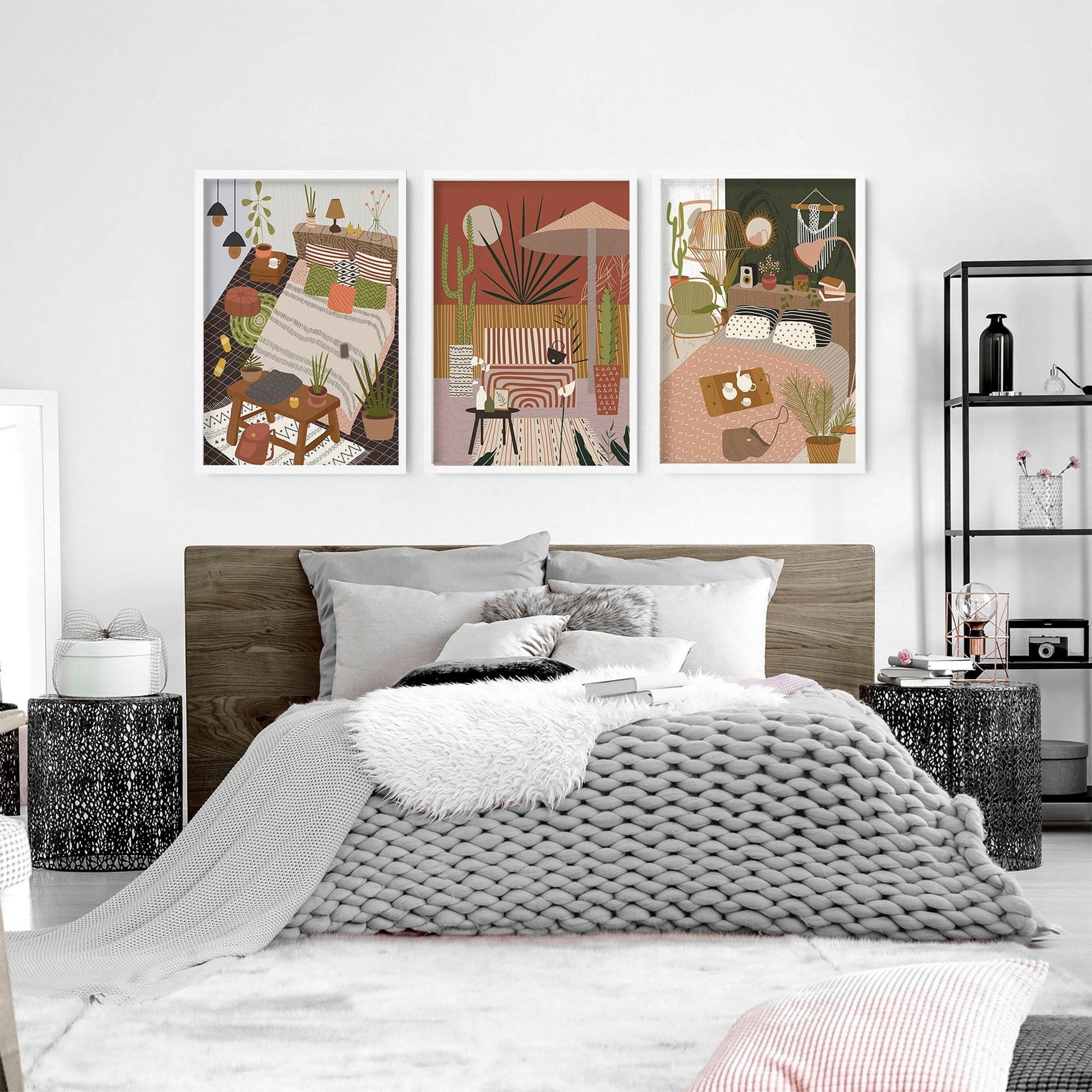 Wall art for the bedroom | set of 3 Bohemian wall art prints