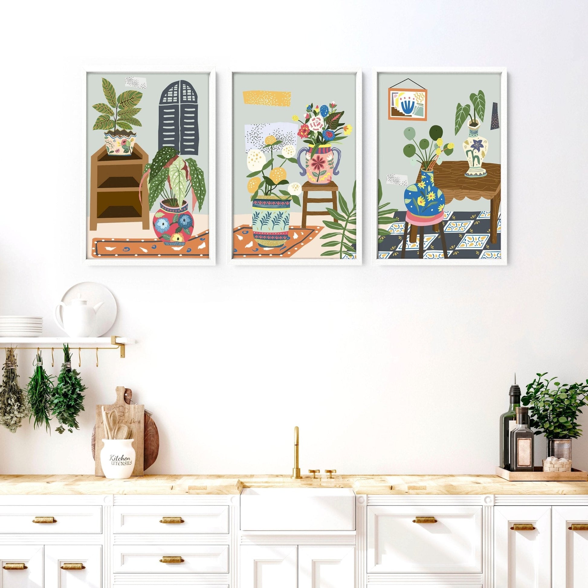 Kitchen art wall | set of 3 Bohemian Art prints