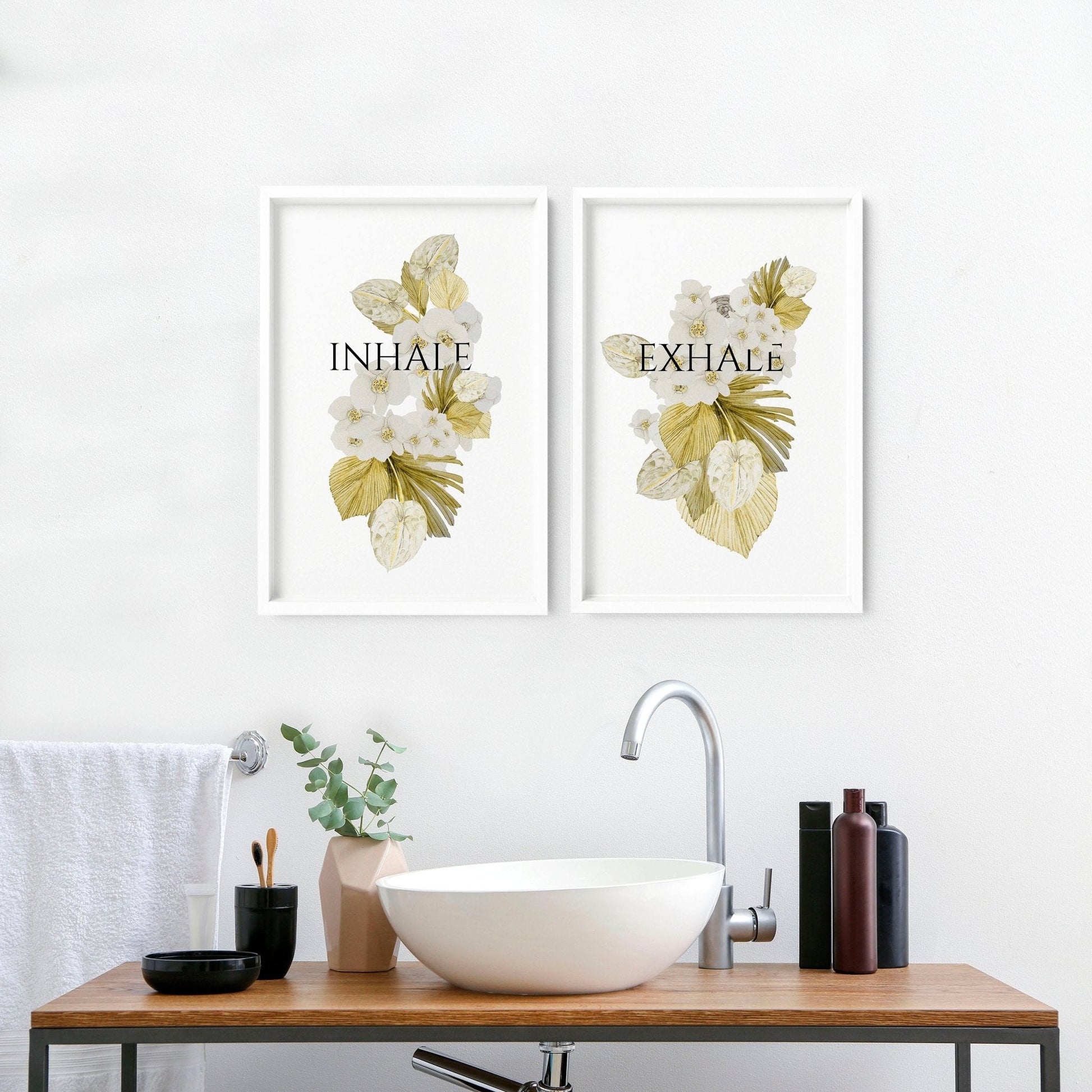 Boho bathroom wall decor | Set of 2 wall art prints