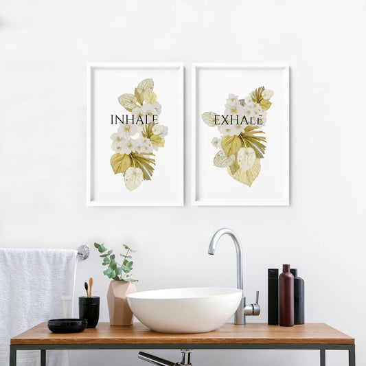 Boho bathroom wall decor | Set of 2 wall art prints