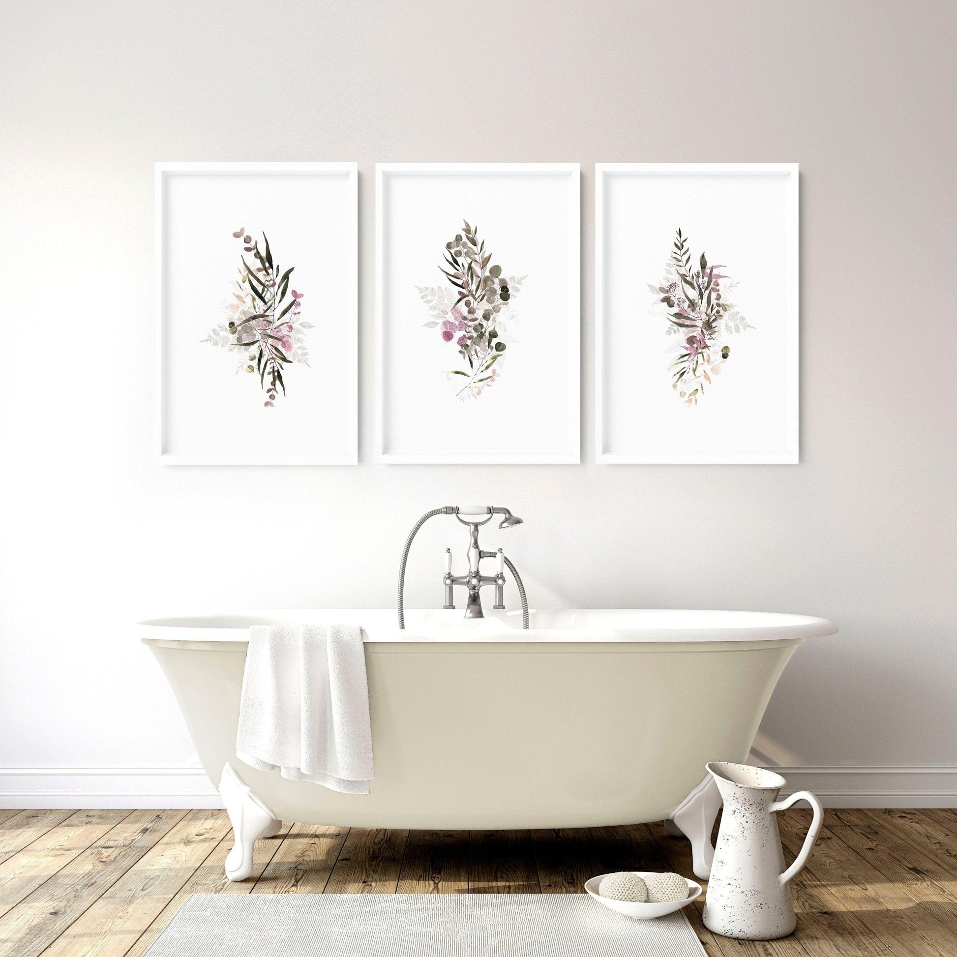 Boho Chic wall art prints | set of Bathroom wall decor