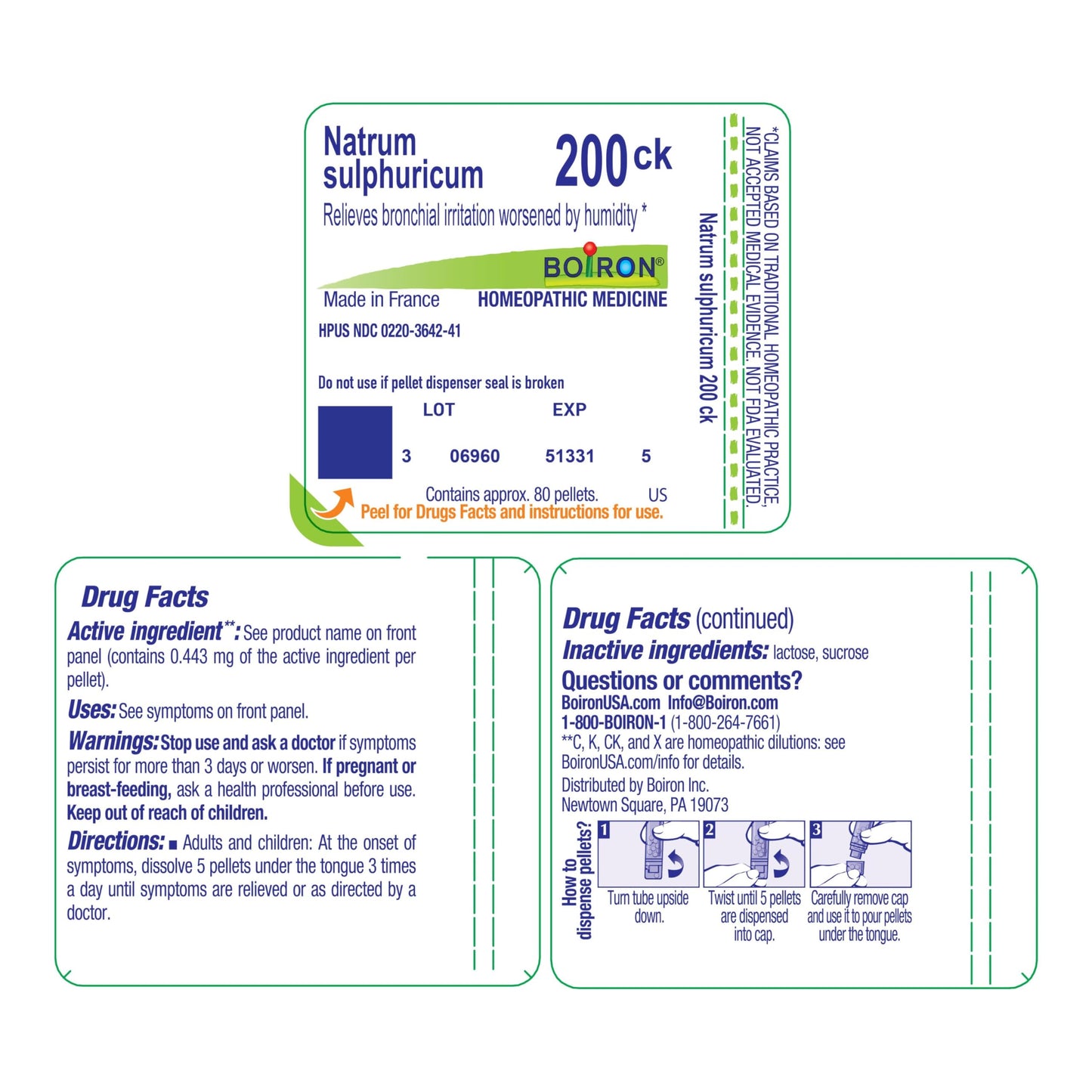 Boiron Natrum Sulphuricum 200Ck – Homeopathic Medicine for Bronchial Irritation (80 Pellets)