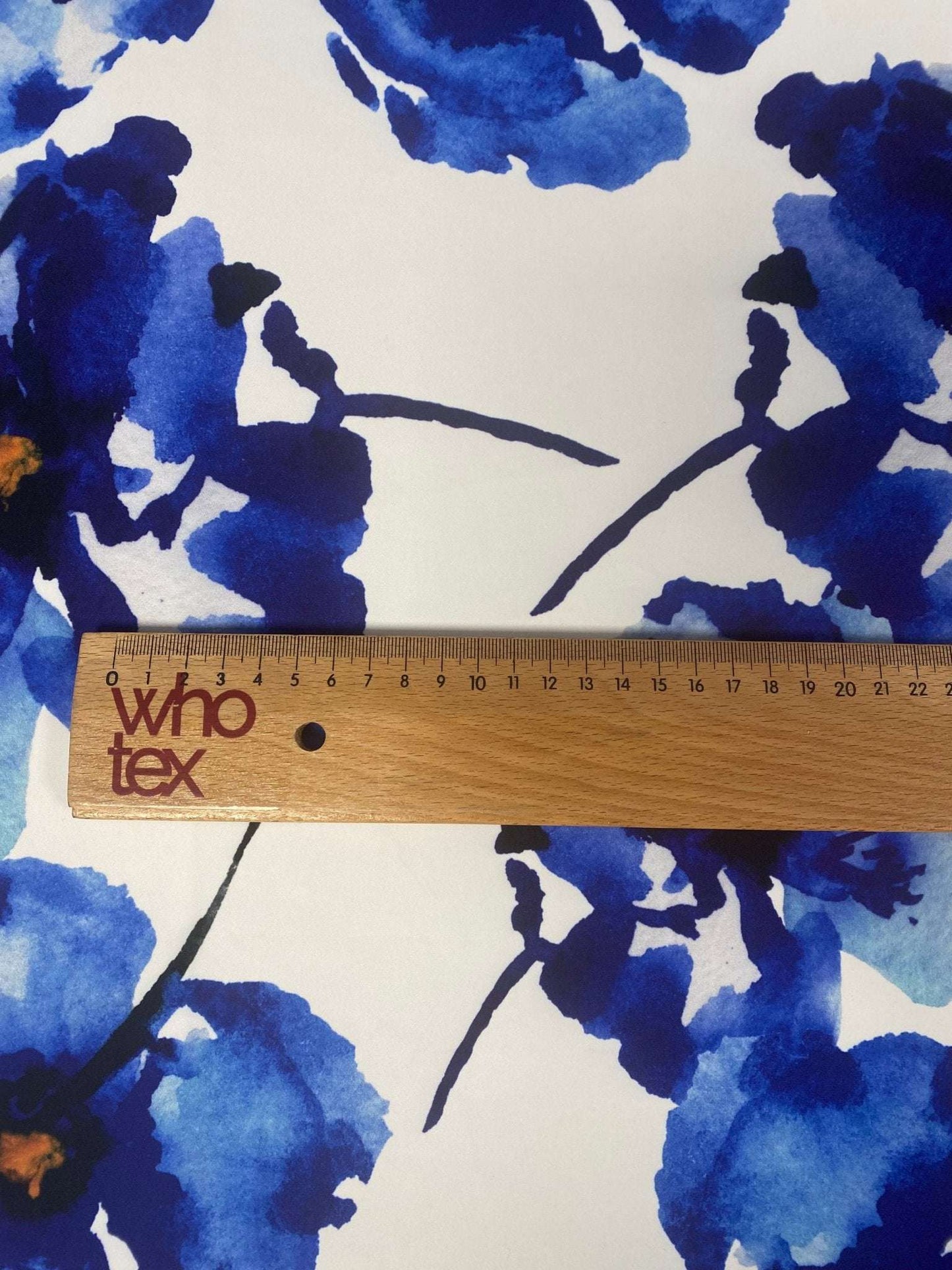 Bold Blue Watercolor Floral Fabric Sold by Metre