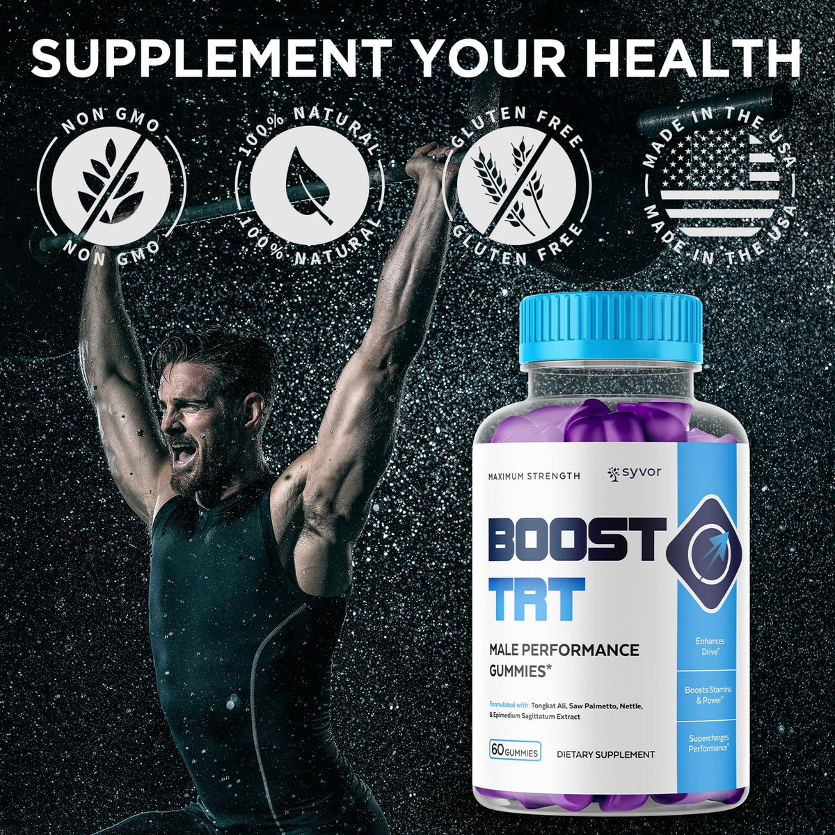 (2 Pack) Boost TRT Gummies – All-Natural Ingredients – 120 Gummies