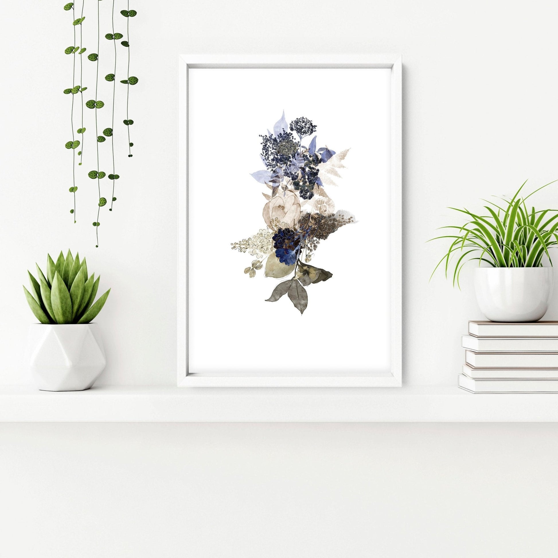 Bathroom art framed | set of 3 Botanical wall prints