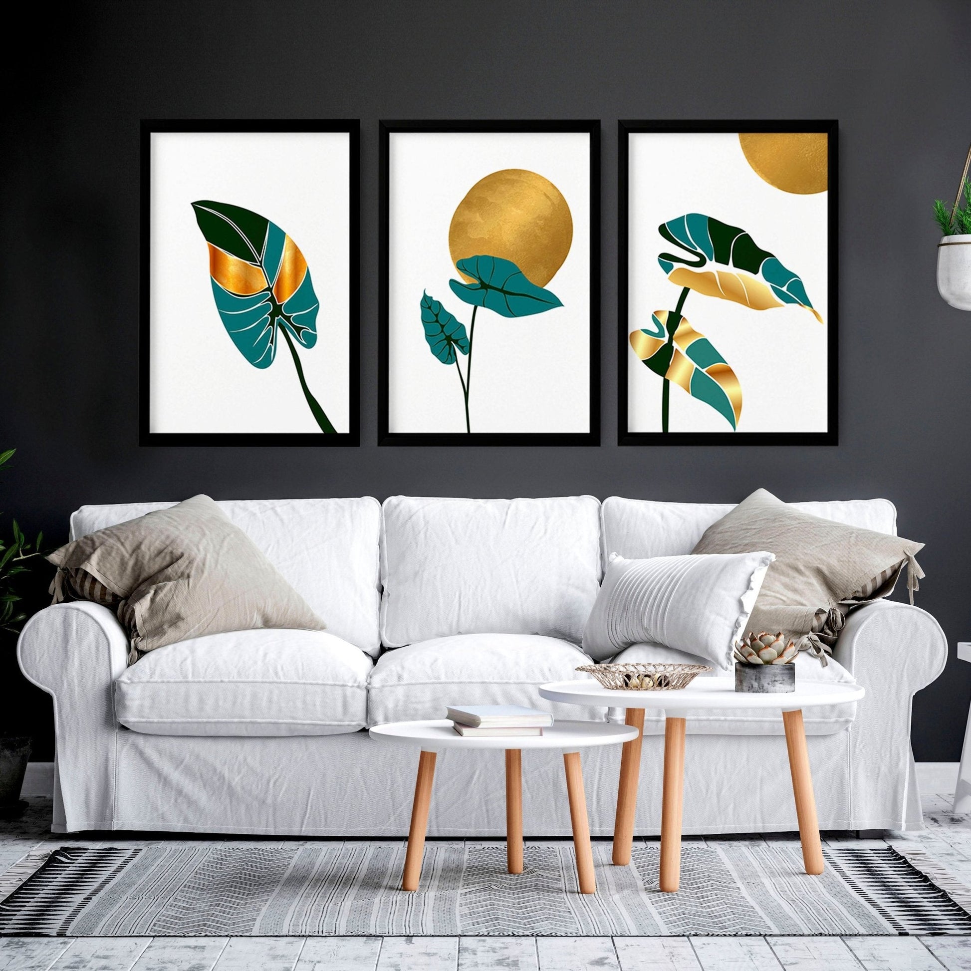 Bohemian decor living room | set of 3 wall art prints