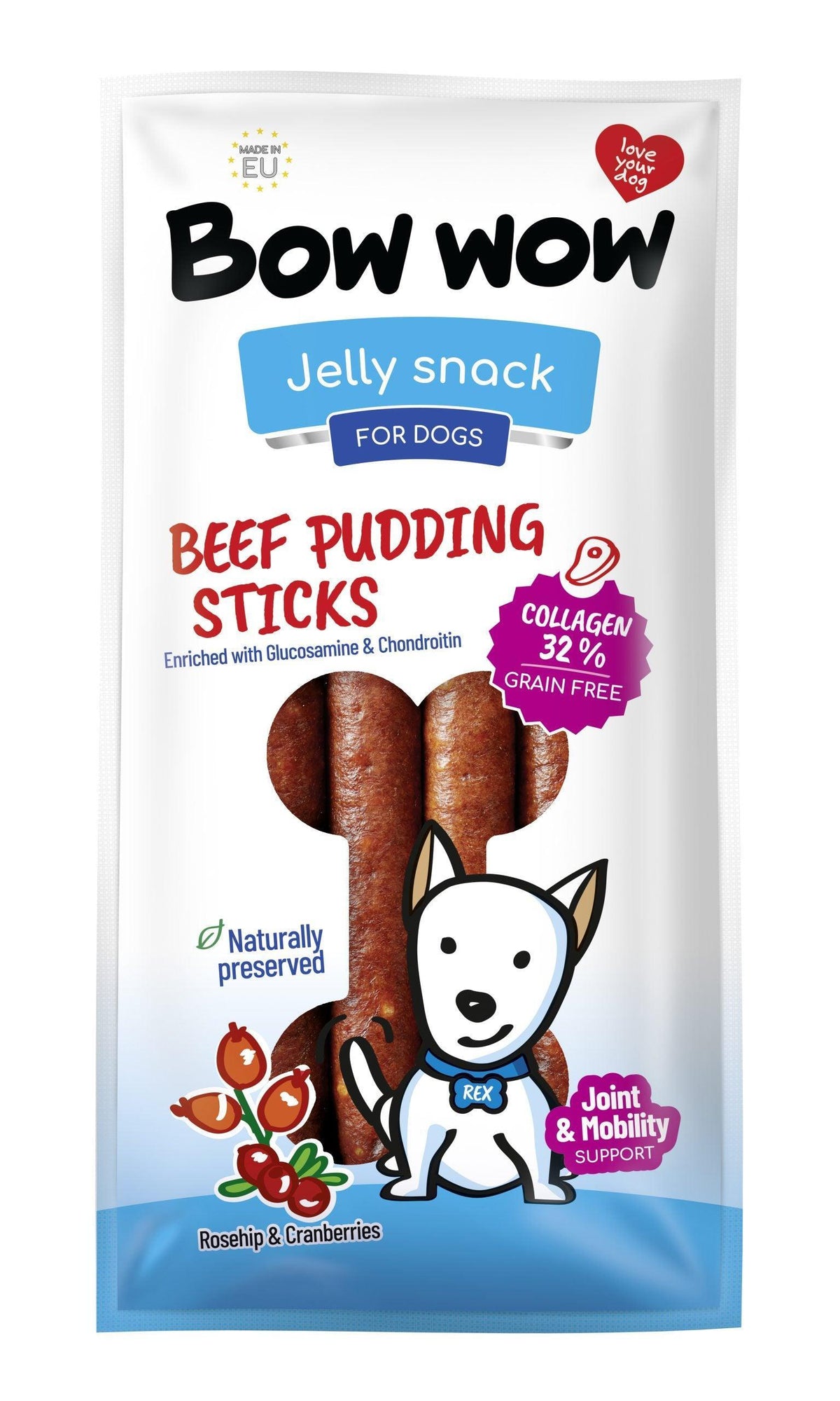 Bow Wow Pudding Stick Beef 170g - Case of 6
