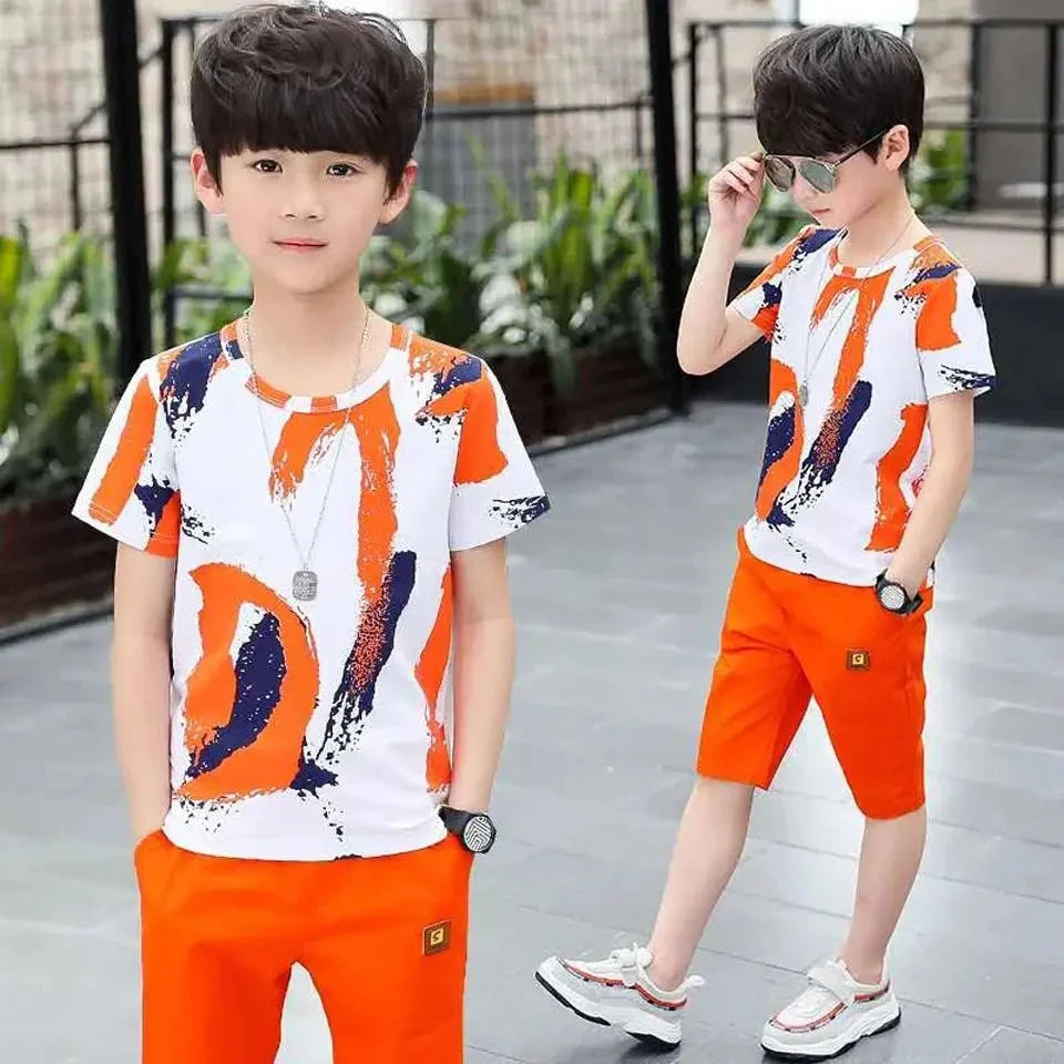 Boys Summer Clothing Set – Cotton Shirt & Shorts Suit for 4-14 Years