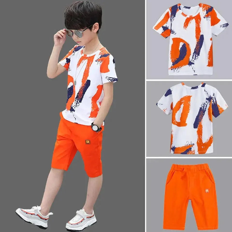 Boys Summer Clothing Set – Cotton Shirt & Shorts Suit for 4-14 Years