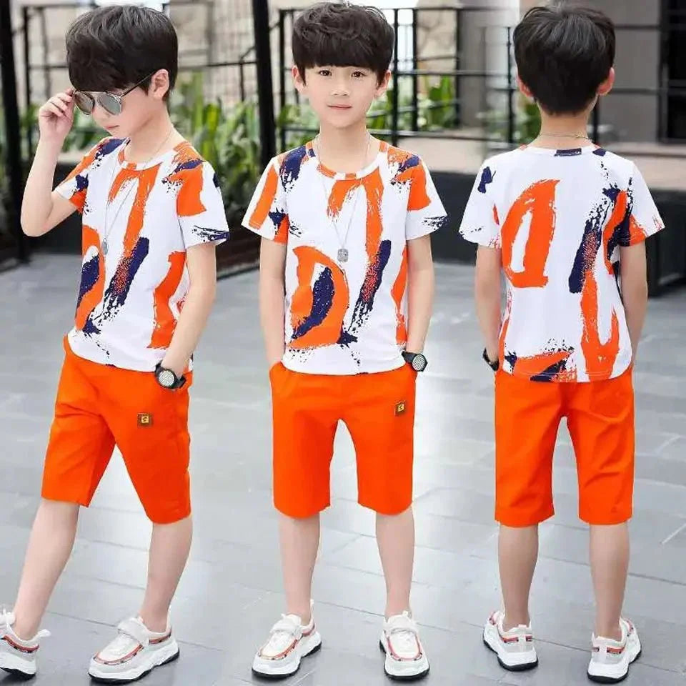 Boys Summer Clothing Set – Cotton Shirt & Shorts Suit for 4-14 Years